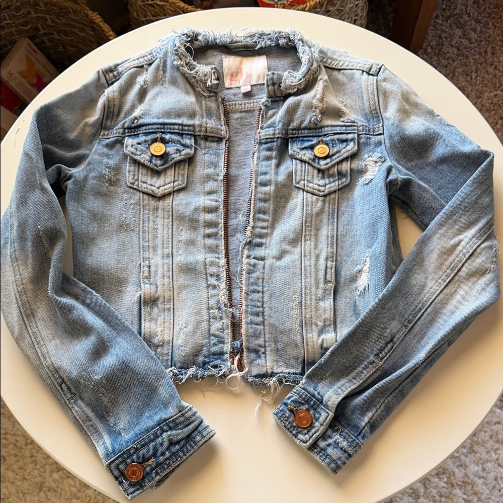GB girls Light Blue Distressed Denim Jean Jacket